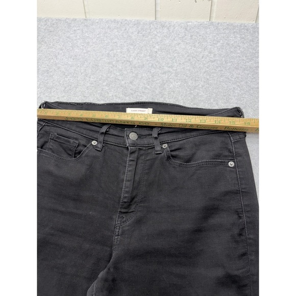 Levis Classic Straight Jeans Womens 8 Short Black Dark Wash Mid Rise Stretch - Picture 3 of 14